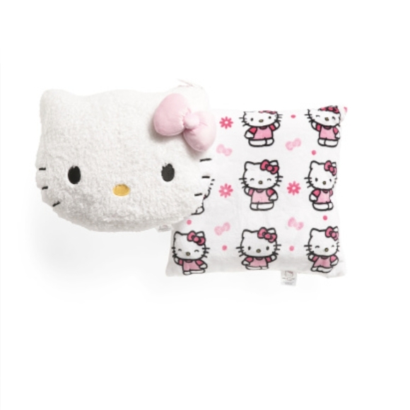 HELLO KITTY Girly Decorative Pillow & Pillow Figural Set Of 2 - Pink Bow BNWT SO - Picture 1 of 6